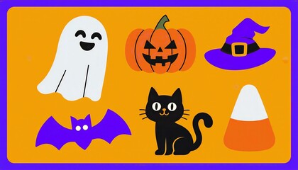 Obraz premium Halloween Themed Clipart with Characters