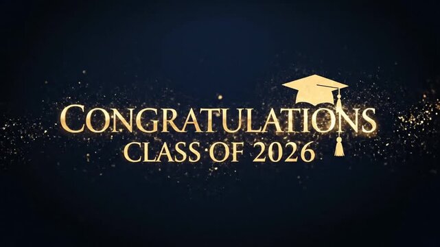 Celebratory video showcasing graduation honors and academic achievement for the class of 2026 with sparkling effects and
