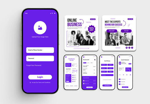 Mobile App UI Mockup Presentation for Banking and Fintech Application
