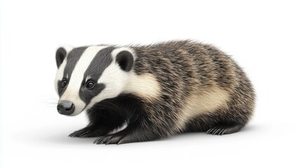 Fototapeta premium Realistic Badger Isolated on White Background