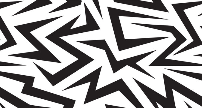 Abstract geometric sharp shapes pattern with zig zag op art line art