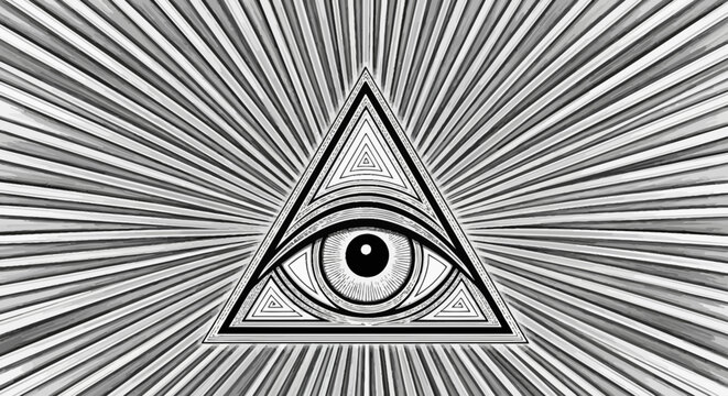 All-Seeing Eye Triangle Symbol, Illuminati, Conspiracy, Mysticism, Abstract Background