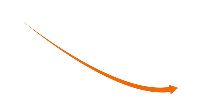 downward, decline, loss, decrease trend arrow symbol animated.