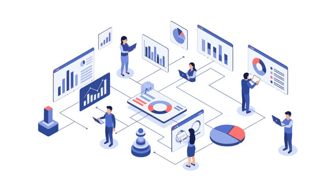 Isometric Data Analysis and Business Intelligence Concept.