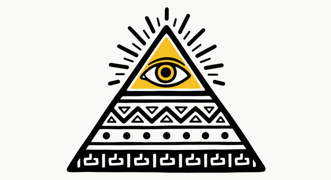 Mysterious Eye in Triangle Pyramid Symbol, Illuminati Symbol, Esoteric Icon