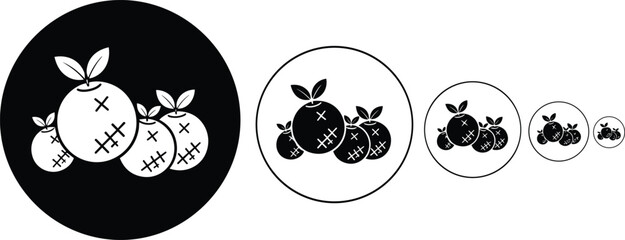 Fototapeta premium Hand-Drawn Blueberry Icons in Black and White with Varying Sizes for Healthy Food, Organic Berries, and Nutrition Designs