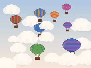 Obraz premium Hot Air Balloon Sky Pattern Colorful Background