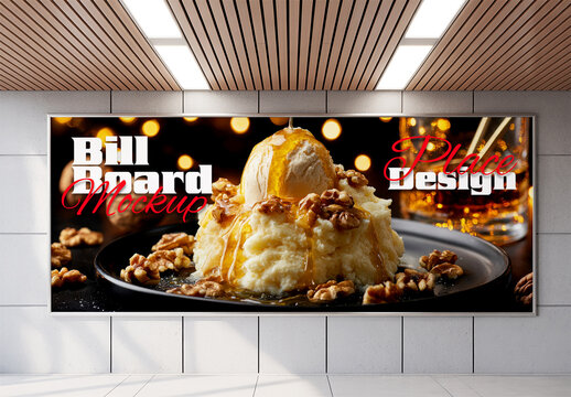 Restaurant Food Billboard Advertising Mockup Display