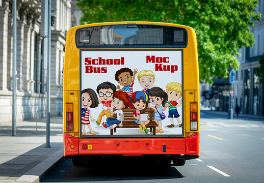 School Bus Rear Advertisement Mockup