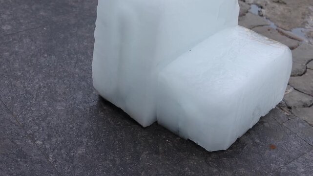 Block of ice on roadside