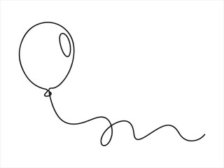 Single continuous line art balloon. Holiday festive present gift concept outline flat vector illustration isolated celebration design © Digital Designer