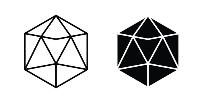 Dice d20 icon illustrations on white, Best for Design Projects