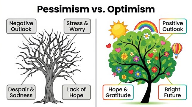 Comparison of pessimism and optimism concepts with two symbolic trees.