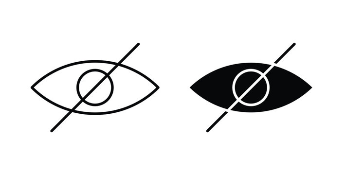 Eye crossed icon illustrations on white, Best for Design Projects