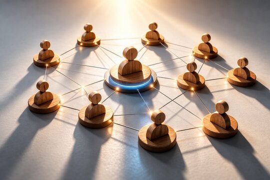 Centralized Human Network Connection Concept with Linked Individuals