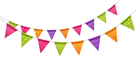 Colorful party bunting flags isolated on transparent background © MDTOUFICKAHAMAD