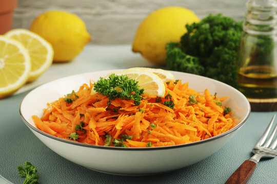 Salad Carrotes rapess - traditional French dish made of carrots	