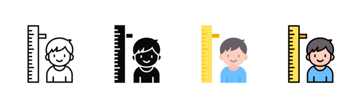 Child Height Measurement icon set multiple style collection