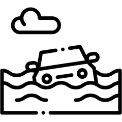 Obraz premium Flood Water Damage Vector Icon Showing River Overflow and Natural Disaster Impact