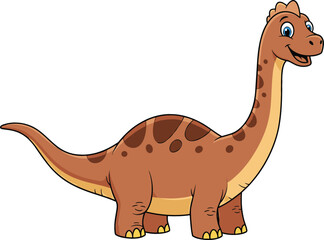 Cute dinosaur cartoon character friendly long neck dino animal vector illustration isolated prehistoric creature design for kids © Jahangir