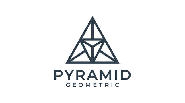 Geometric pyramid logo features a minimalist clean triangle design element