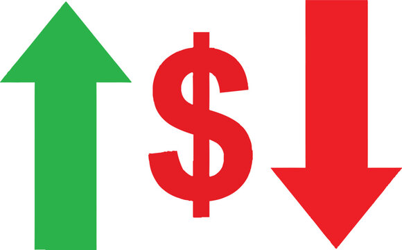 Financial trends illustrated by dollar sign with up and down arrows Vector