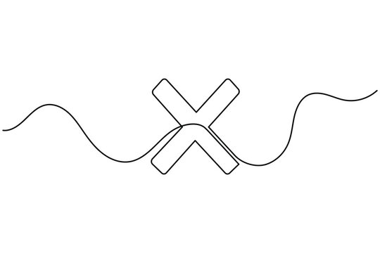 Cross continuous one line minimalist icon symbol