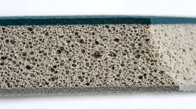 Extreme close up of porous foam sponge texture showing detailed cellular structure absorbent material and industrial design background concept