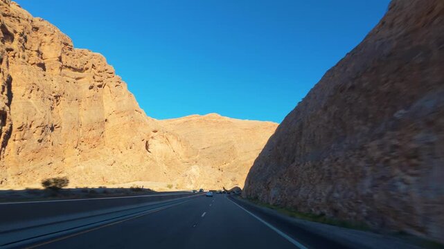 POV Driving Through Virgin River Gorge
