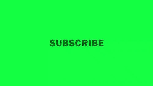 Subscribe text animation in scribble doodle sketch style isolated on green background. Hand drawn doodle scribble youtube subscribe highlight text animated black design elements looped motion graphics
