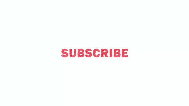 Subscribe text animation in scribble doodle sketch style isolated on a white background. Hand drawn doodle scribble youtube subscribe highlight text animated red design elements looped motion graphics