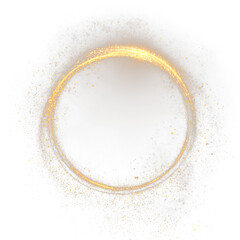 Gold dust ring on a transparent background showing particles in a circular shape at different levels of density © tanandaa
