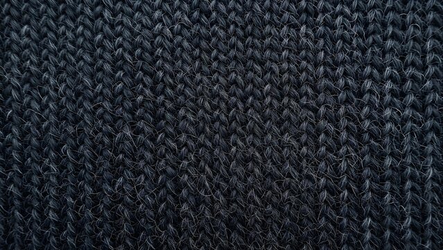A close-up view of a dark gray knitted fabric on transparent background
