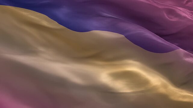Flowing fabric with purple and gold hues in soft light