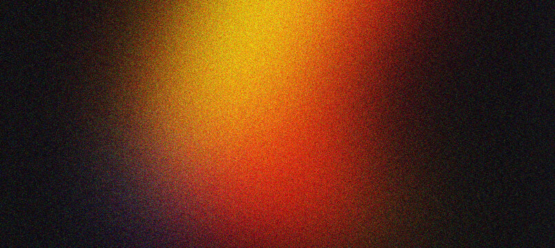 Abstract grainy texture with orange light leak and dark vignette background.