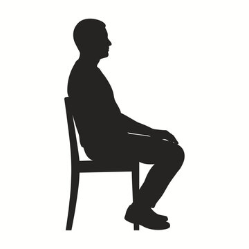 Flat vector silhouette of a man sitting on a chair