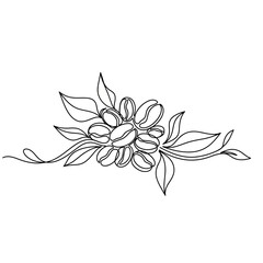 Fototapeta premium Elegant Coffee Bean Branch Line Art Illustration - Minimalist Vector Design