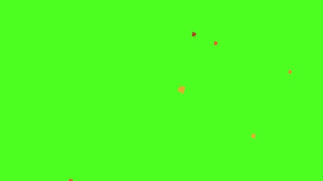 animation video of a leaf being blown by the wind upwards on green screen