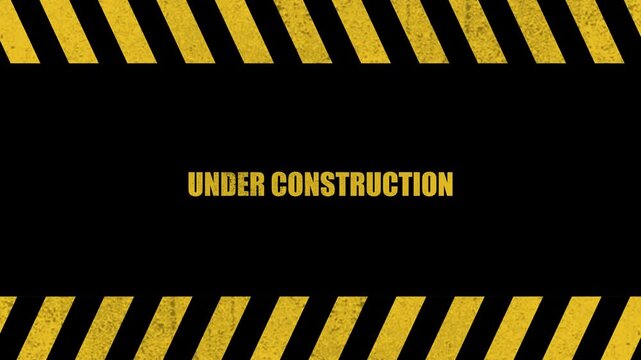 Under Construction Warning Background with Yellow Black Stripes Loop Animation.