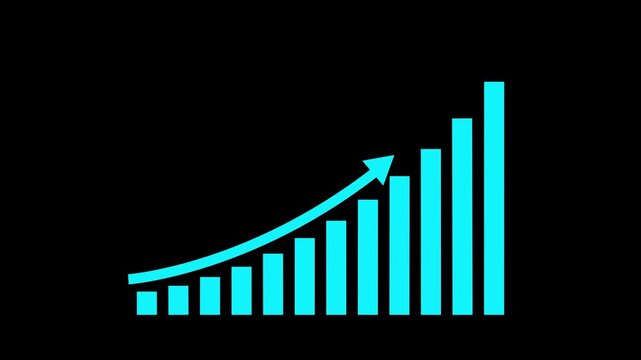 Business growth concept in graph chart showing marketing sales profit increasing to future target . growing business concept. Clean Hi-tech style technology chart ,Graph animation 4k video..