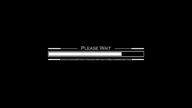Cyberpunk loading bar animation with,Futuristic uploading progress bar with glitch effect isolated on black background,Computer cyberpunk loading screen,4k animation video.