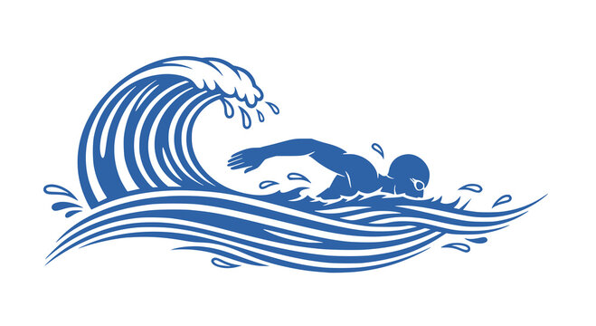 Vector illustration of swimming logo design. Transparent PNG version.