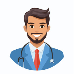 Fototapeta premium Professional smiling male physician vector portrait illustration