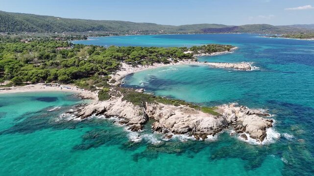 Sithonia Peninsula. Halkidiki, Greece. Kavourotrypes Beach also known as Portokali or Orange Beach. 