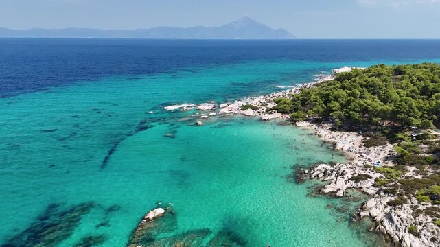 Sithonia Peninsula. Halkidiki, Greece. Kavourotrypes Beach also known as Portokali or Orange Beach. 