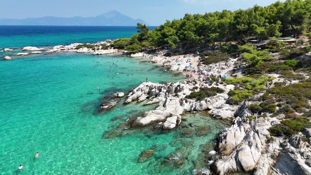 Sithonia Peninsula. Halkidiki, Greece. Kavourotrypes Beach also known as Portokali or Orange Beach. 