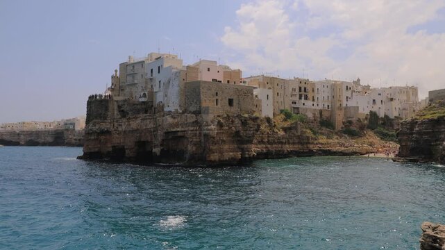 Polignano a Mare old town, Puglia region, Italy, Europe. Seascape of Adriatic sea.