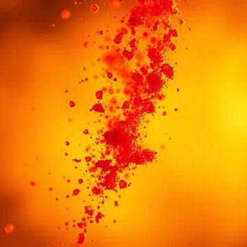Crimson dust motes suspended in an amber-gold haze, a microcosm of celestial fire captured with hyperreal clarity,  fire,  soft focus