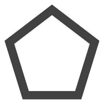 Charcoal pentagon shape outline isolated on a transparent background. Minimal geometric design for abstract and graphic applications.