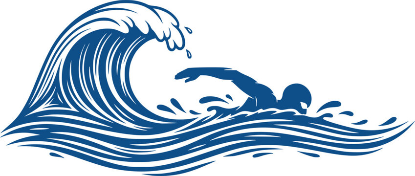 Vector illustration of swimming logo design. Transparent EPS version.